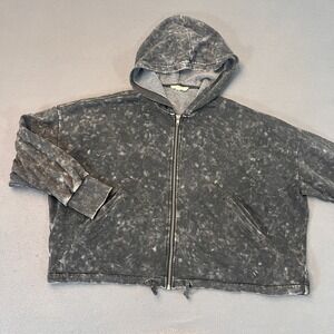 BB Dakota Steve Madden Womens Med Gunmetal Gray Full Zip Hoodie‎ Oversized Crop
